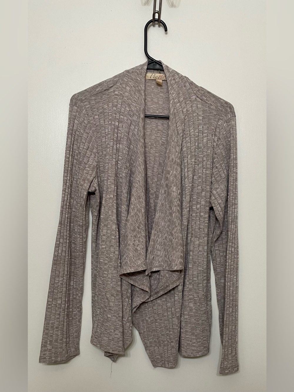 Penelopy Women's Gray Textured Knit Open Front Long Sleeve Cardigan Sweater XL